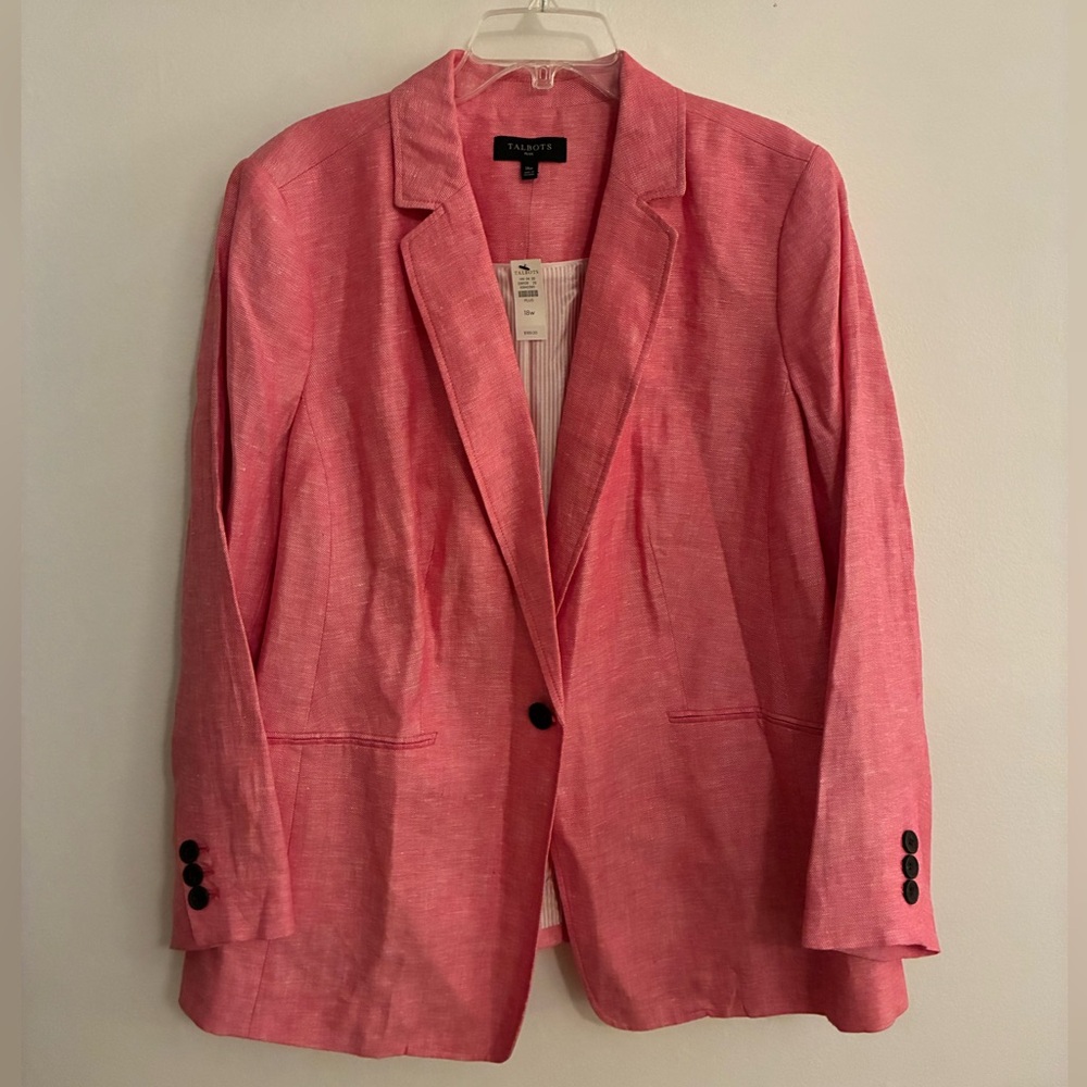 Talbots Linen Blazer in Pink, sz 18W, NWT